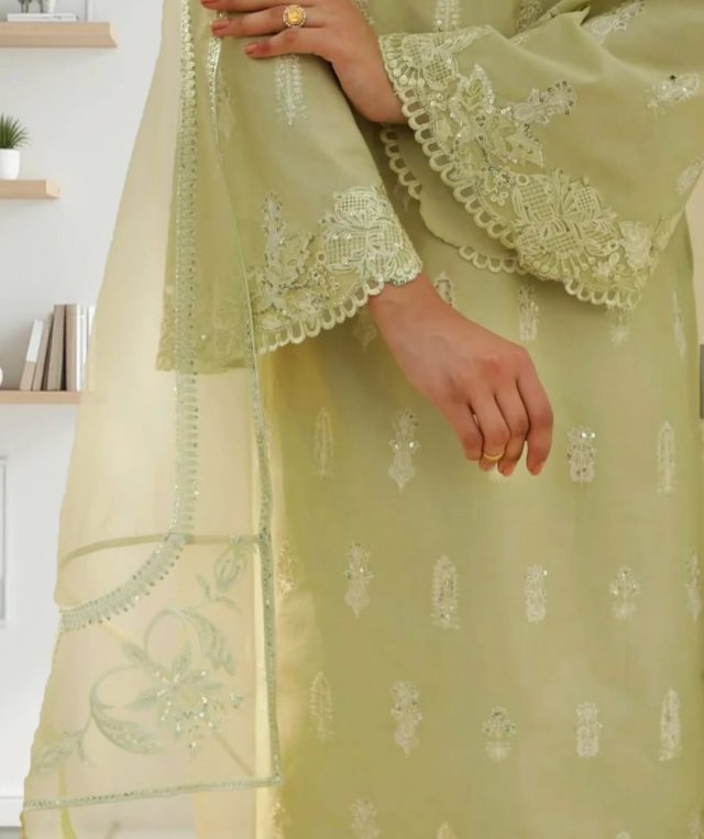 Apple Green by Laazimcollectio | 3 Piece Fancy Embroidery Ready to Wear, Summer Collection - Image 6