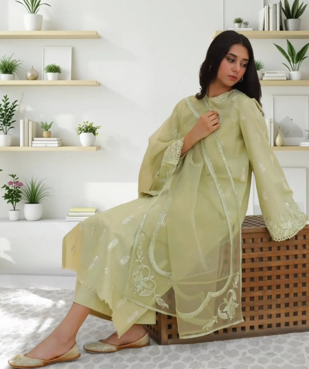 Apple Green by Laazimcollectio | 3 Piece Fancy Embroidery Ready to Wear, Summer Collection - Image 2