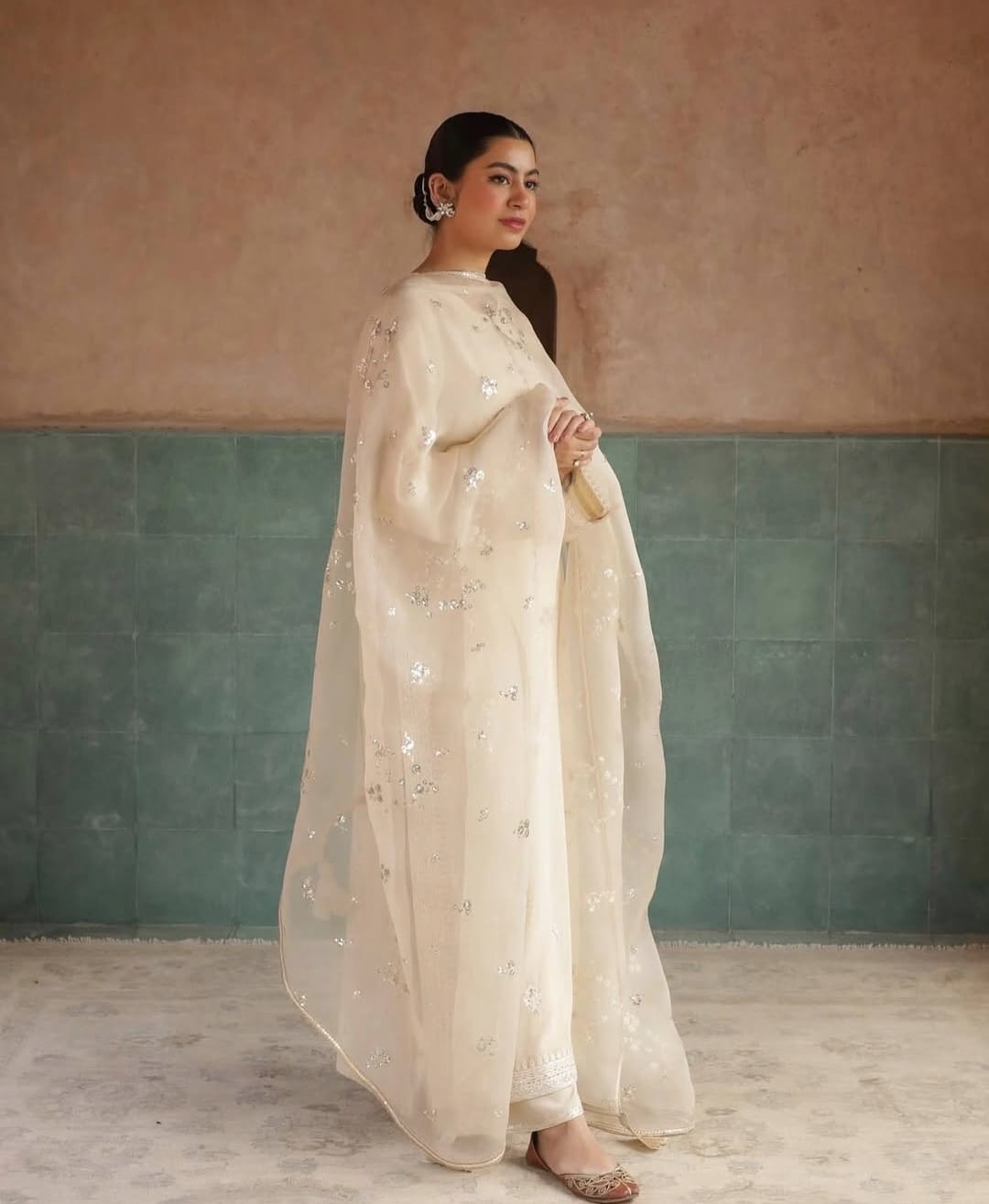 Noor-e-Eid white by laazimcollection | 3-piece suit with Organza Dupatta for Eid Collection 2025 - Image 5