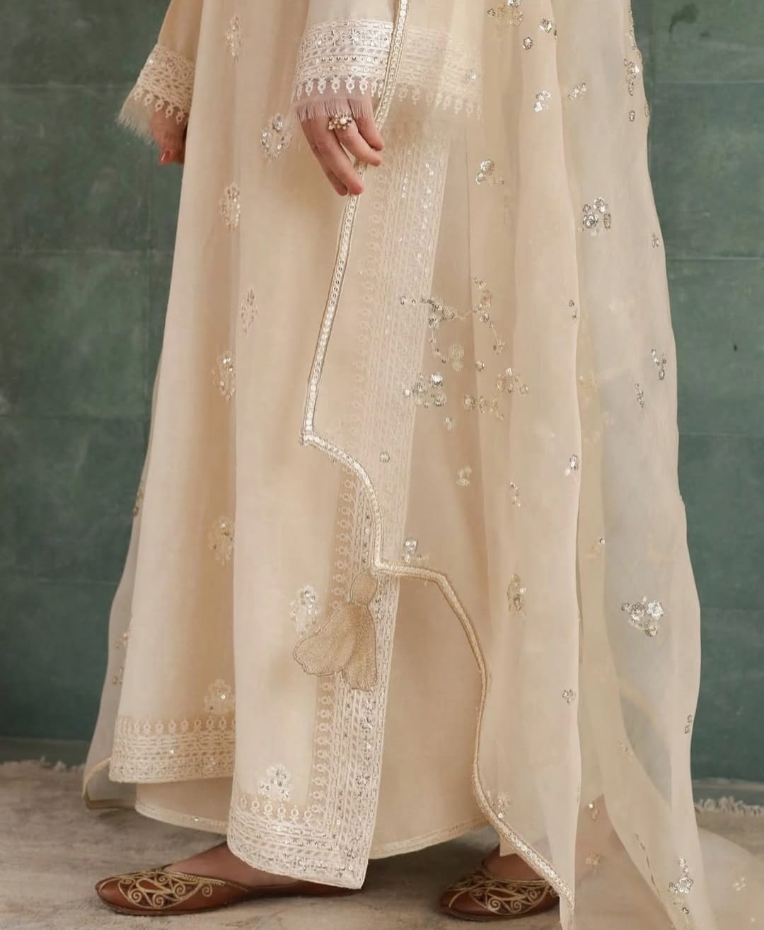 Noor-e-Eid white by laazimcollection | 3-piece suit with Organza Dupatta for Eid Collection 2025 - Image 3
