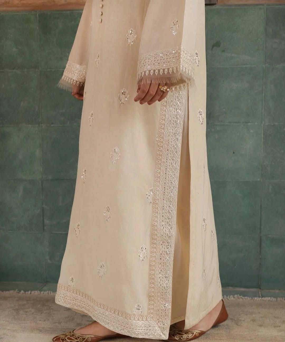 Noor-e-Eid white by laazimcollection | 3-piece suit with Organza Dupatta for Eid Collection 2025 - Image 4