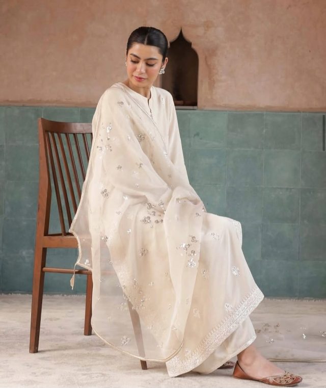 Noor-e-Eid white by laazimcollection | 3-piece suit with Organza Dupatta for Eid Collection 2025 - Image 2
