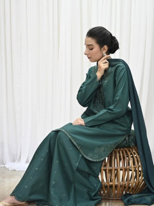 Attire Green by Laazimcollection | 3 Piece Fancy Embroidery Ready to Wear, Summer Collection