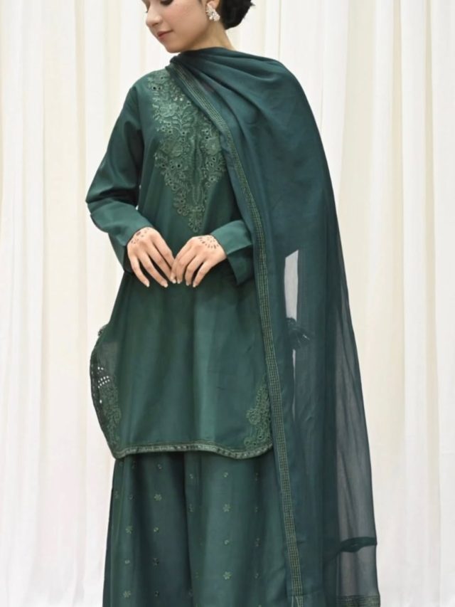 Attire Green by Laazimcollection | 3 Piece Fancy Embroidery Ready to Wear, Summer Collection - Image 2