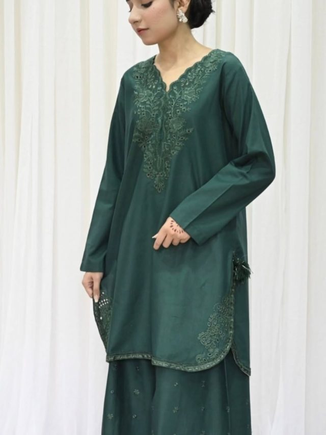Attire Green by Laazimcollection | 3 Piece Fancy Embroidery Ready to Wear, Summer Collection - Image 3