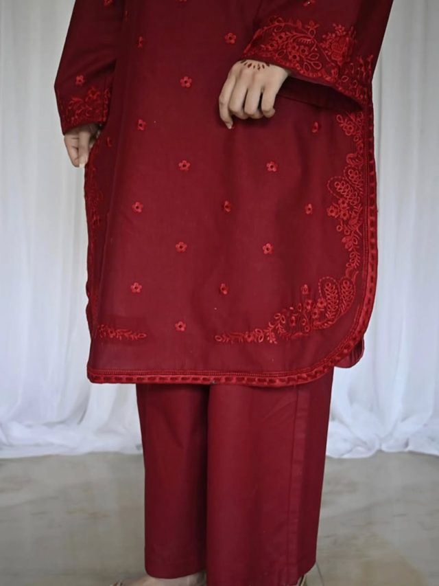 Maroon Elegance by Laazimcollection | 3 Piece Fancy Embroidery Ready to Wear, Summer Collection - Image 5