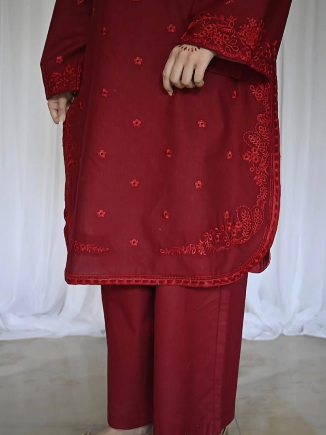 Maroon Elegance by Laazimcollection | 3 Piece Fancy Embroidery Ready to Wear, Summer Collection - Image 5