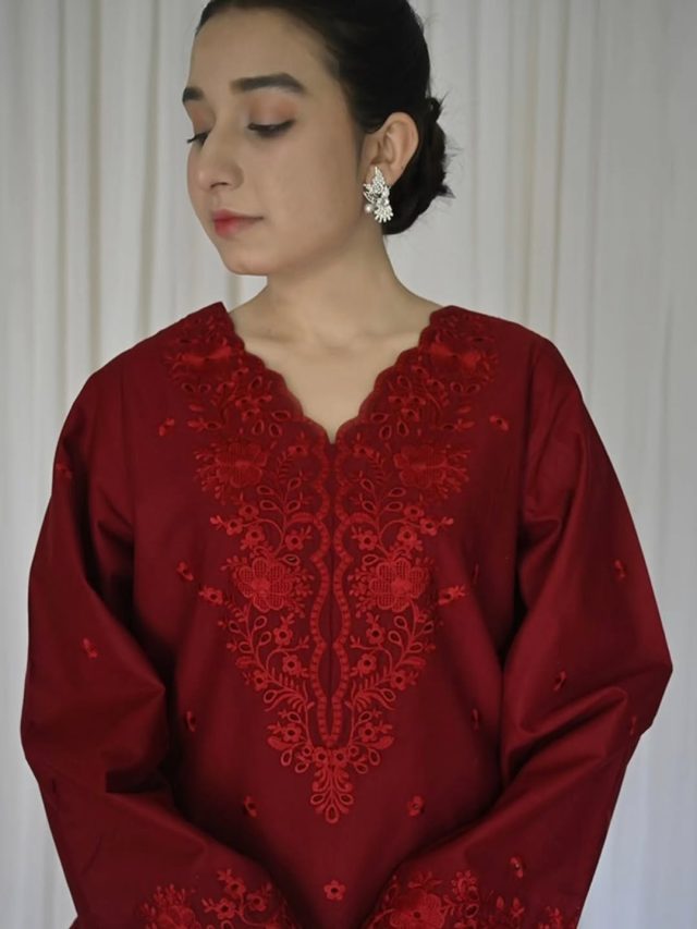 Maroon Elegance by Laazimcollection | 3 Piece Fancy Embroidery Ready to Wear, Summer Collection - Image 3